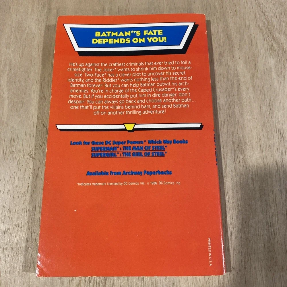 Batman :‎ The Doomsday Prophecy by Richard Wenk (1989) Vintage Which Way